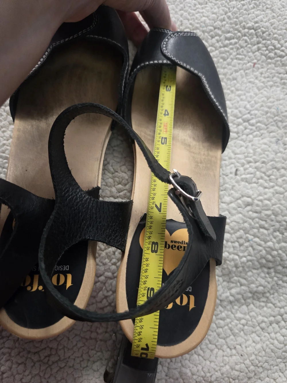 Swedish HASBEENS discontinued Htf Heart Mid Heel 39 Black Leather 8.5 9 - Picture 5 of 8
